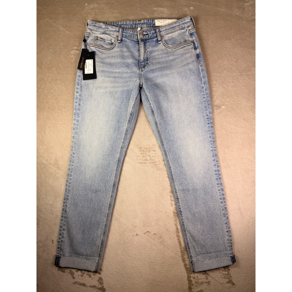 New Rag & Bone Size 28 The Dre Low-Rise Slim Boyfriend Jeans Daphne Blue Denim - Picture 4 of 12